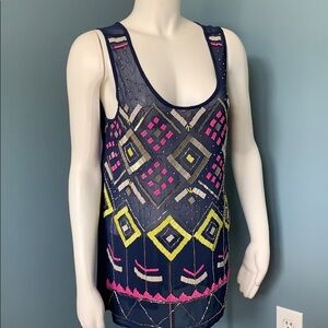 InLuv Navy Sheer Beaded tank size medium